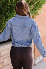 Button Down Collared Neck Denim Jacket