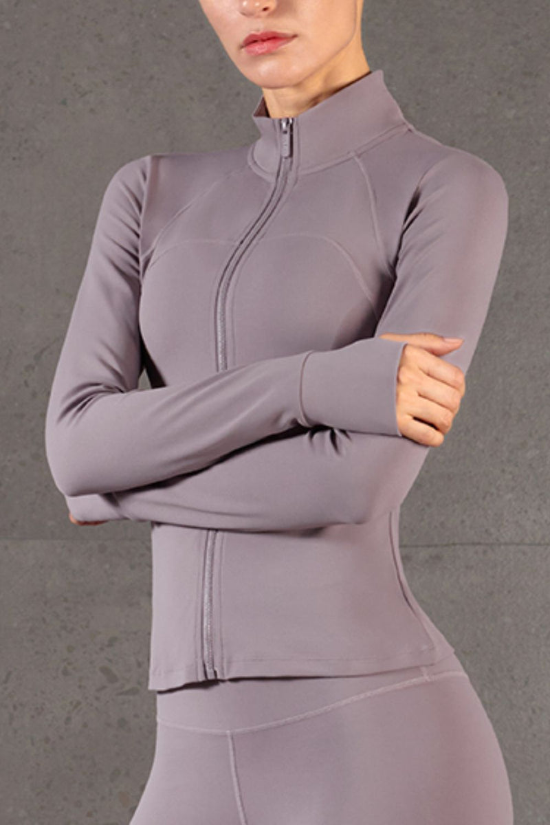 Zip-UpThumbhole Sleeve Sports Top