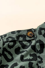 Leopard Drawstring Waist Jacket with Pockets