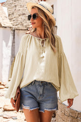 Tie Neck Dropped Shoulder Blouse