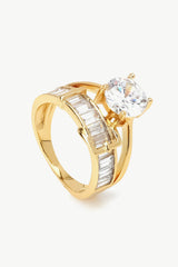 Sparkling Cubic Zirconia Gold-Plated Ring