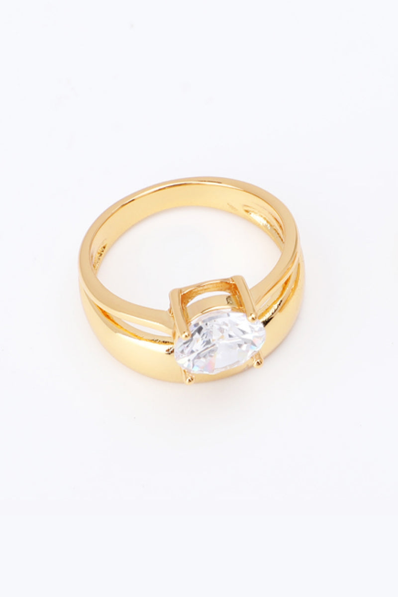 Stylish Cubic Zirconia Gold-Plated Ring
