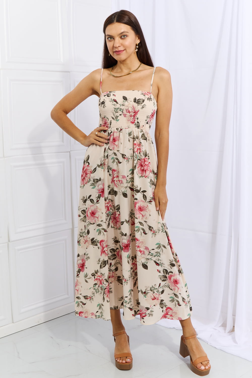 OneTheLand Hold Me Tight Sleeveless Floral Maxi Dress in Pink – Bakers ...