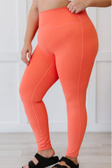 On Your Mark Full Size High Waisted Active Leggings in Deep Coral