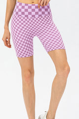 Checkerboard Exposed Seam Biker Shorts