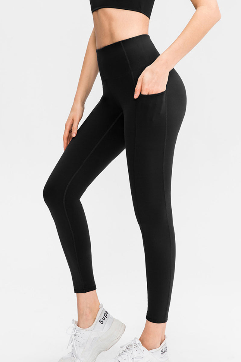 Pocketed Elastic Waistband Yoga Leggings