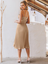 Adjustable Spaghetti Strap Pleated Dress