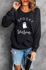 Round Neck Long Sleeve SPOOKY SEASON Graphic Sweatshirt