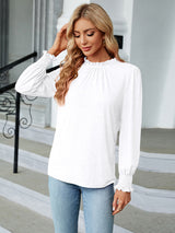 Round Neck Flounce Sleeve Blouse