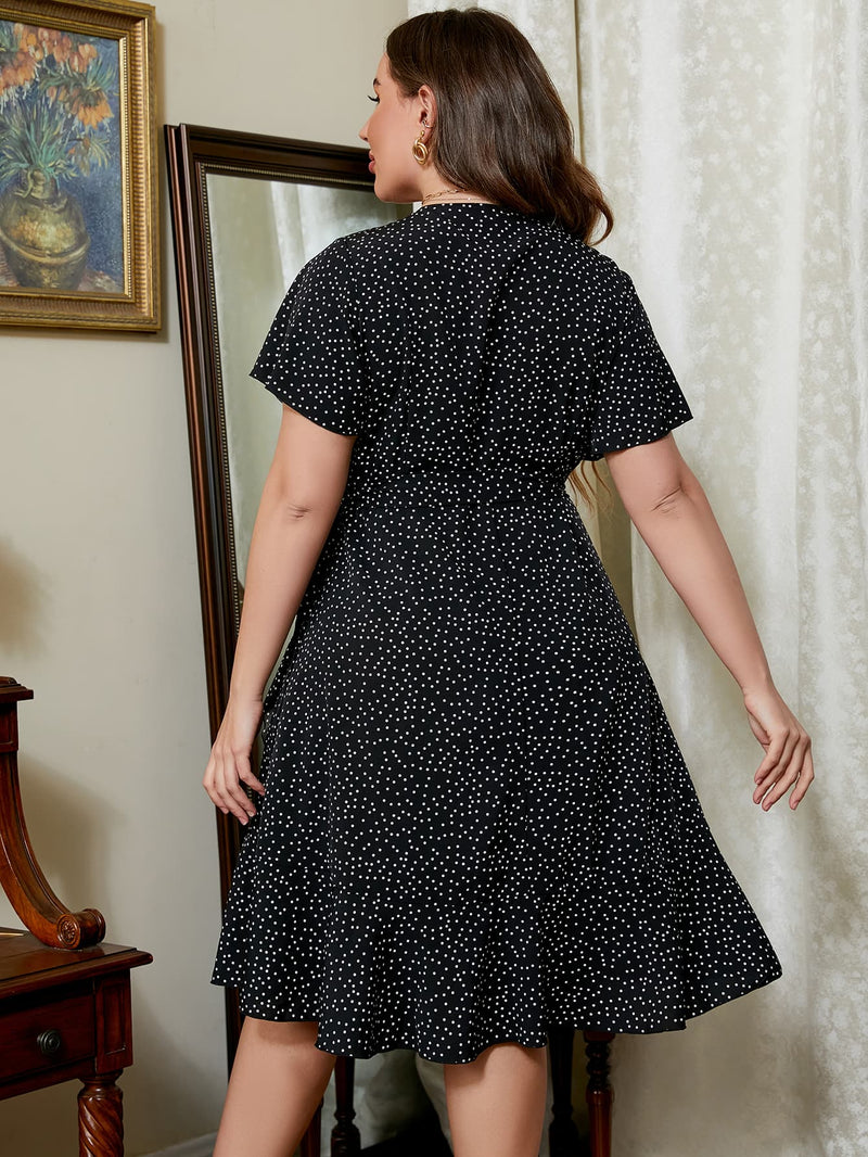 Plus Size Printed Short Sleeve Dress