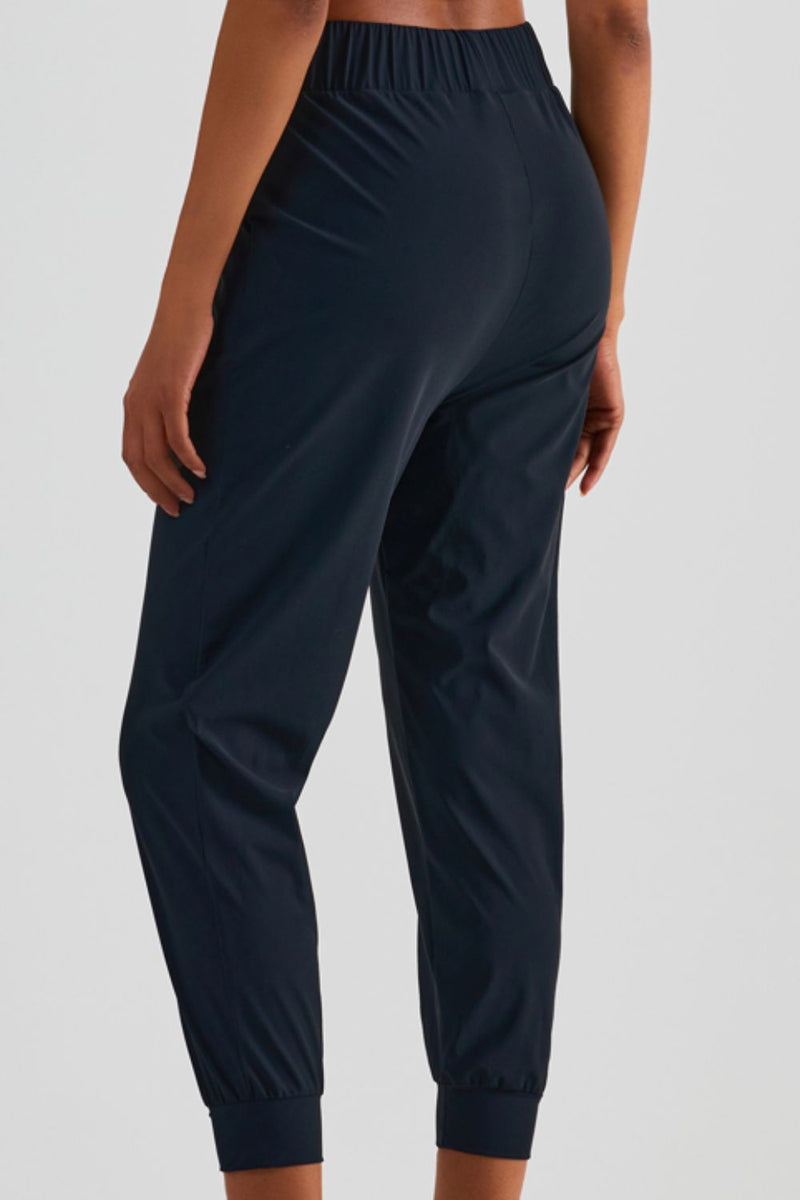 Elastic Waist Cropped Joggers with Side Pockets