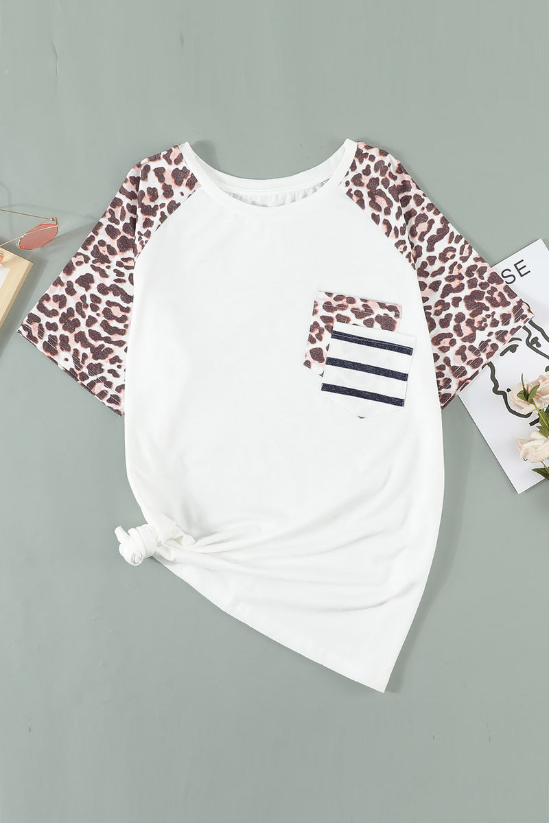 Plus Size Mixed Print Contrast Tee Shirt