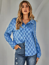 Checkered Curved Hem Shirt