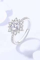 925 Sterling Silver Flower Moissanite Ring