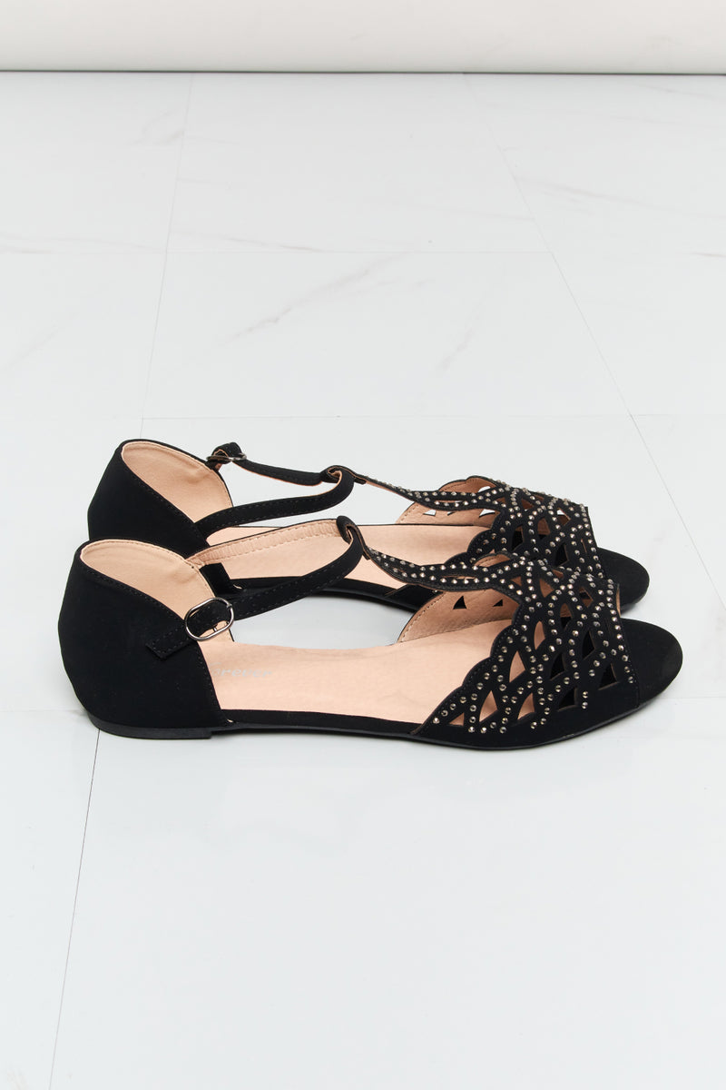 Rhinestone Cutout Peep Toe Sandals