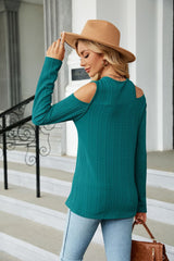 Dropped Shoulder Long Sleeve Blouse