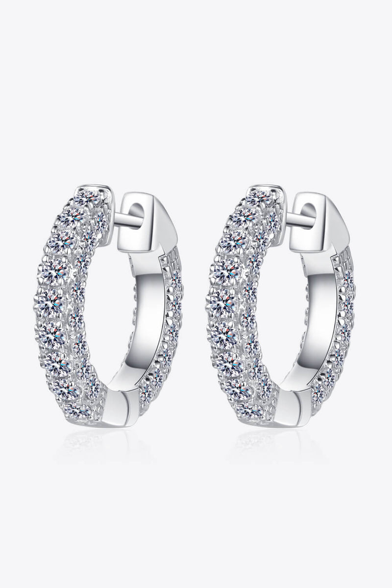 925 Sterling Silver Moissanite Huggie Earrings