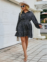 Plus Size Button Front Belted Mini Shirt Dress