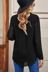 Curved Hem Button-Up Long Sleeve Shirt