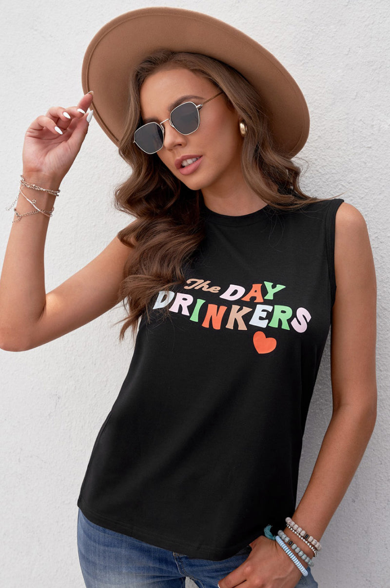 The DAY DRINKERS Letters Print Tank Top