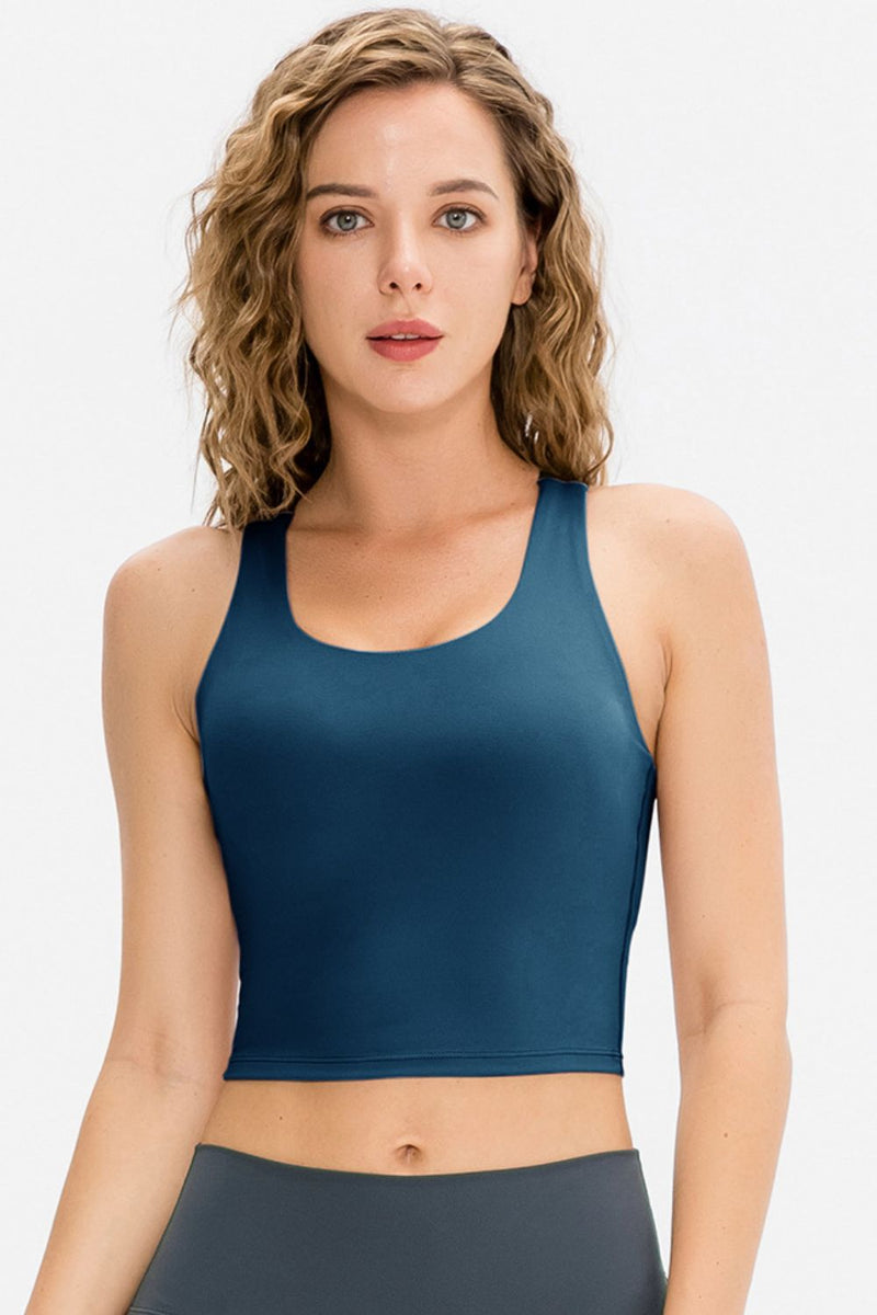 Contrast Strap Cropped Yoga Tank