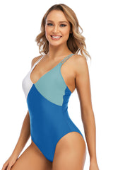 Color Block Double Strap One-Piece Swimsuit