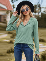 Cable-Knit Hooded Blouse