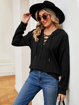 Lace-Up Long Sleeve Hoodie