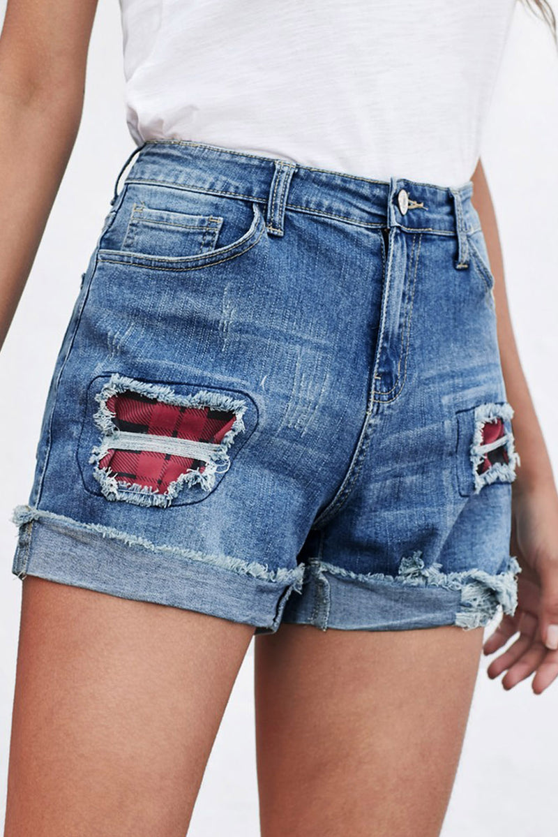 Patchwork Denim Shorts