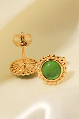 18K Gold Plated Inlaid Stone Stud Earrings