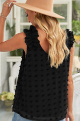 Swiss Dot Top With Ruffled Straps