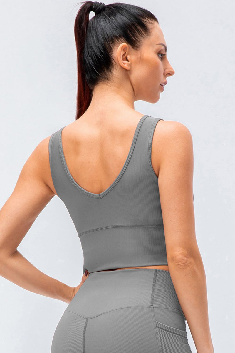 Reversible Ribbed Cropped Yoga Tank