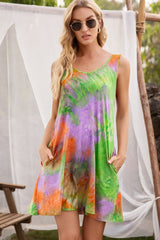 Tie-Dye Sleeveless Dress with Pockets