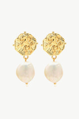 Gold-Plated Copper Pearl Drop Earrings