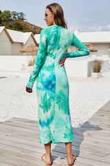 Tie Dye Mock Neck Long Sleeve Dress