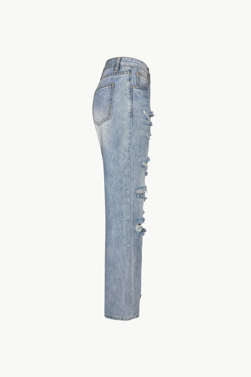 Acid Wash High-Rise Distressed Jeans - Bakers Shoes store