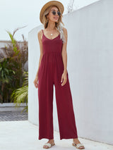 Adjustable Spaghetti Strap Jumpsuit with Pockets - Bakers Shoes store