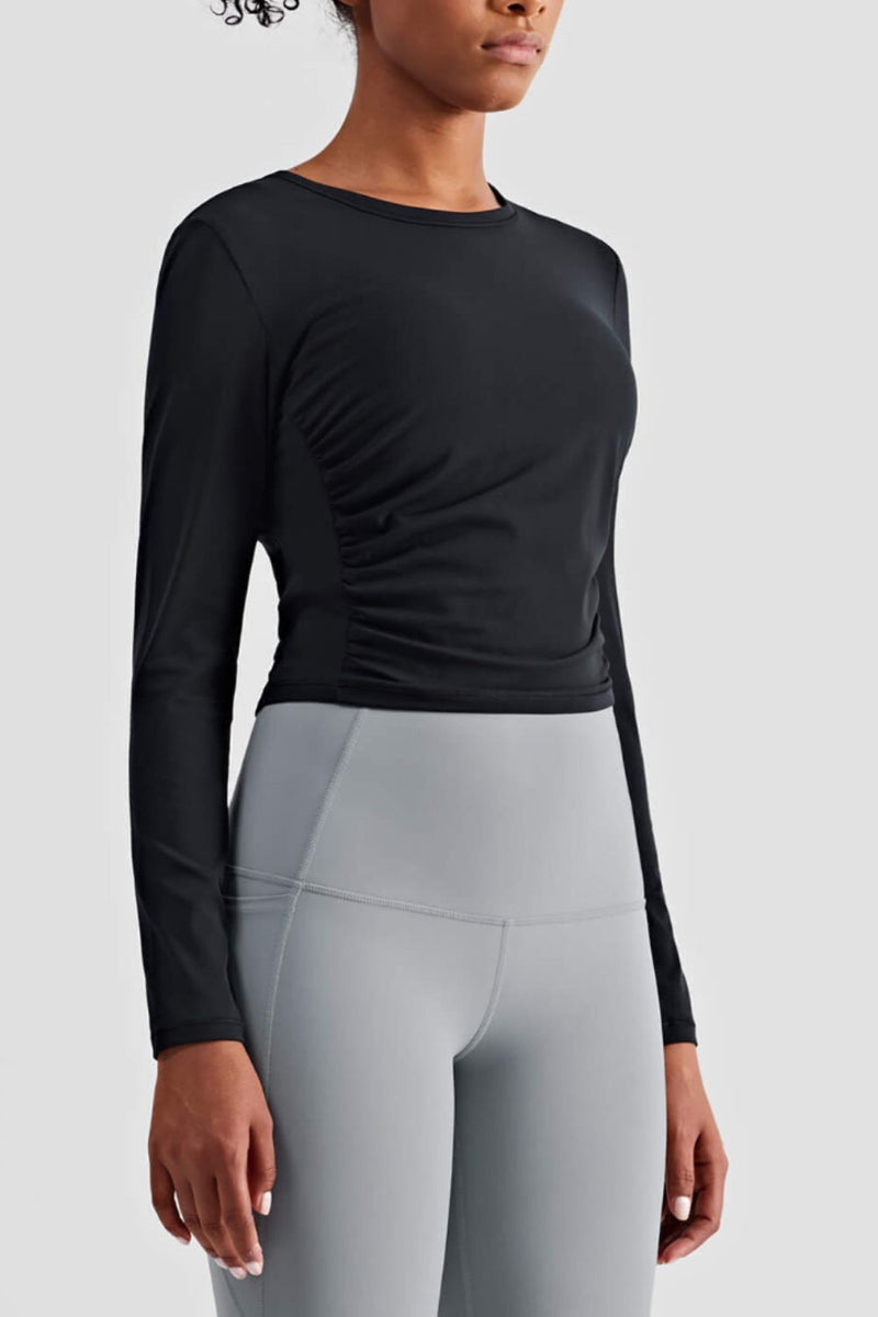 Gathered Detail Long Sleeve Sports Top