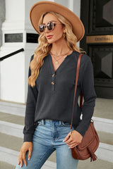 V-Neck Long Sleeve Blouse