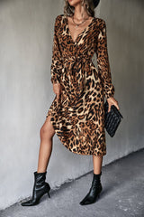 Animal Print Belted Midi Dress - Bakers Shoes store