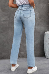 Asymmetrical High Waist Distressed Jeans - Bakers Shoes store