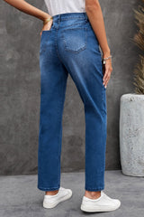 Asymmetrical High Waist Distressed Jeans - Bakers Shoes store