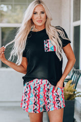 Aztec Pocketed Tee and Shorts Set - Bakers Shoes store