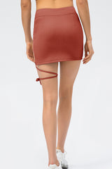 Ribbed Lace-Up Pocketed Sports Skirt