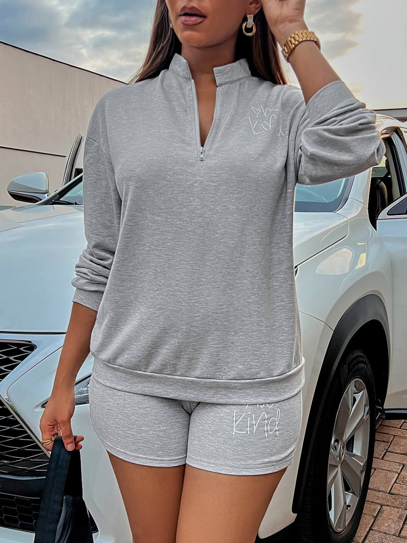 BE KIND Graphic Quarter-Zip Sweatshirt and Shorts Set - Bakers Shoes store