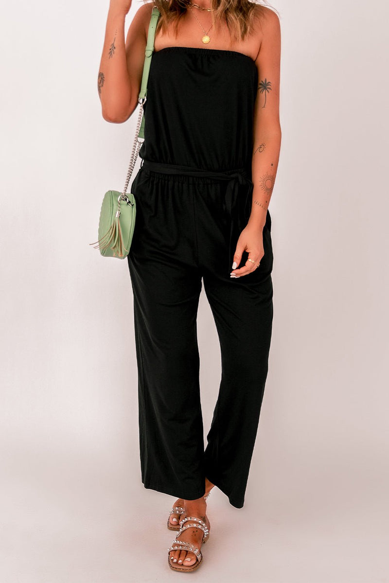 Belted Strapless Wide Leg Jumpsuit - Bakers Shoes store