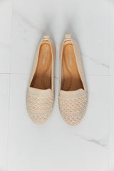 Rhinestone Flats in Beige