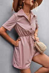 Button Down Collared Neck Romper - Bakers Shoes store