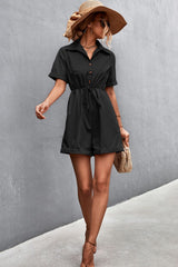 Button Down Collared Neck Romper - Bakers Shoes store