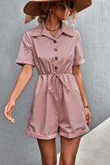 Button Down Collared Neck Romper - Bakers Shoes store